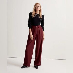 NWT - Madewell The Neale Straight-Leg Pant in Drapeweave, Size 0, Cabernet